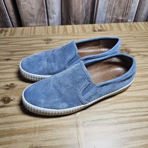 Frye Womens Camille Aqua Blue Suede Leather Slip On Casual Shoes Size 7